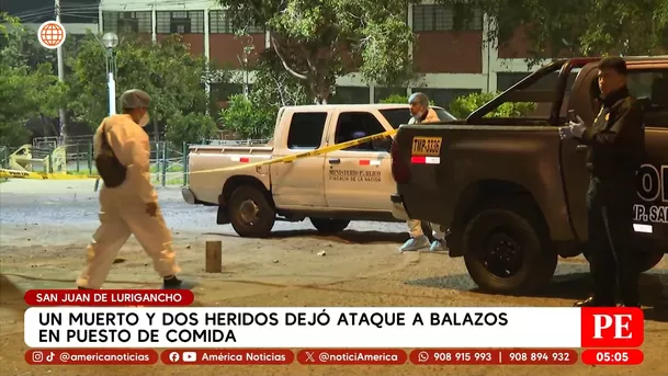Un muerto y dos heridos dejó ataque a balazos en puesto de comida en San Juan de Lurigancho. Foto: América Noticias Un muerto y dos heridos dejó ataque a balazos en puesto de comida en San Juan de Lurigancho. Foto: América Noticias