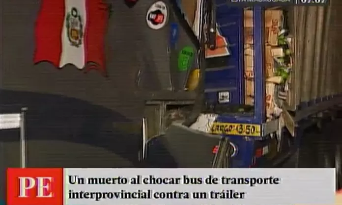 Un muerto tras choque de bus contra camión en Huaral