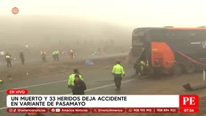 Un muerto y 33 heridos deja accidente en variante de Pasamayo. Foto y video: América Noticias