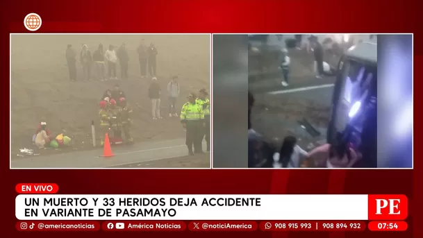 Un muerto y 33 heridos deja accidente en variante de Pasamayo. Foto: América Noticias