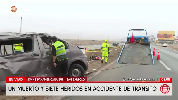 Un muerto y diez heridos tras doble choque en la Panamericana Sur. Foto: América Noticias
