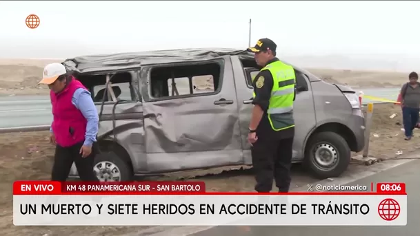 Un muerto y diez heridos tras doble choque en la Panamericana Sur. Foto: América Noticias