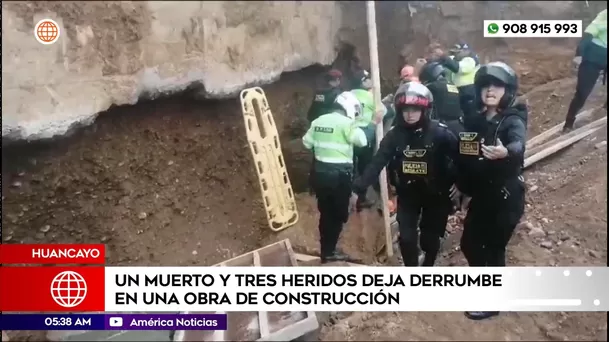 Un muerto y tres heridos deja derrumbe en una obra de construcción en Huancayo. Foto: América Noticias