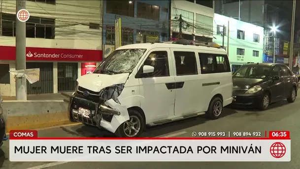 Mujer de 31 años muere atropellada por miniván en Comas. Foto: América Noticias Mujer de 31 años muere atropellada por miniván en Comas. Foto: América Noticias