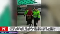 La mujer llegó fuertemente custodiada a la Comisaría de Huarmey. Foto y video: América Noticias