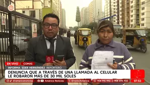 Mujer denuncia que le robaron más de S/30 mil tras llamada en Comas. Foto y video: América Noticias