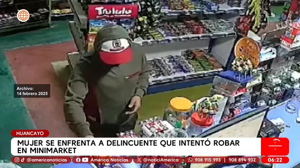 Mujer se enfrenta a delincuente que intentó robar en minimarket en Huancayo. Foto: América Noticias Mujer se enfrenta a delincuente que intentó robar en minimarket en Huancayo. Foto: América Noticias