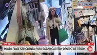 Mujer finge ser clienta y roba cartera en tienda de San Borja