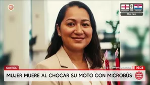 Mujer muere al chocar su moto con microbús en Iquitos. Foto y video: América Noticias