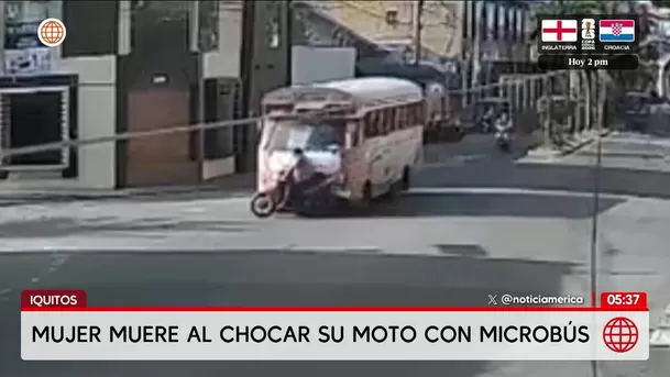 Mujer muere al chocar su moto con microbús en Iquitos. Foto: América Noticias Mujer muere al chocar su moto con microbús en Iquitos. Foto: América Noticias