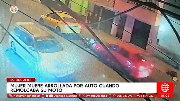 Mujer muere arrollada mientras remolcaba su moto en Barrios Altos. Foto: América Noticias