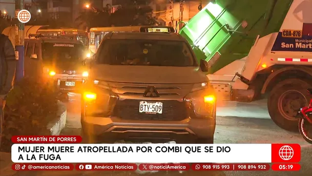 Mujer muere atropellada por combi que se dio a la fuga en San Martín de Porres. Foto: América Noticias
