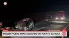 Mujer muere tras caída de auto por colapso de puente en Huaraz