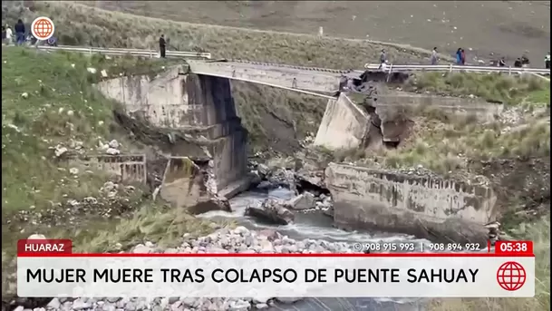 Mujer muere tras caída de camioneta por colapso de puente Sahuay en Huaraz. Foto: América Noticias