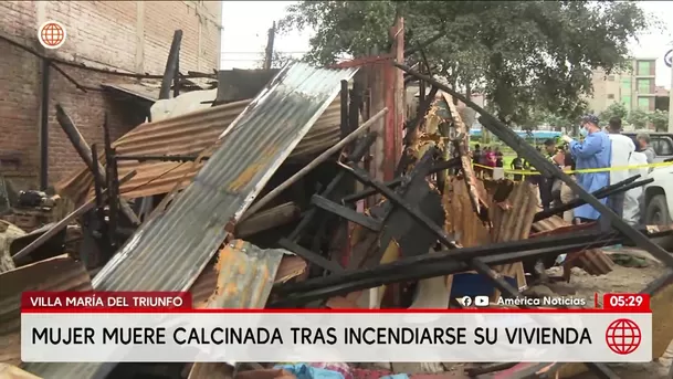 Mujer de 49 años muere calcinada tras incendio en vivienda de Villa María del Triunfo. Foto: América Noticias Mujer de 49 años muere calcinada tras incendio en vivienda de Villa María del Triunfo. Foto: América Noticias