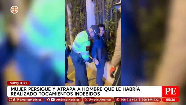 Mujer persigue a agresor tras tocamientos indebidos en Surquillo. Foto: América Noticias
