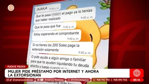 Mujer pide préstamo por internet y ahora la extorsionan en Puente Piedra. Foto y video: América Noticias