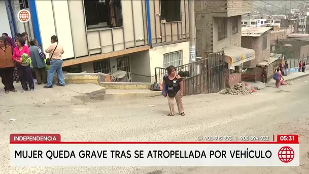 Mujer queda grave tras ser atropellada en Independencia. Foto: América Noticias