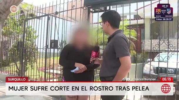 Mujer sufre graves cortes en el rostro tras pelea en Surquillo. Foto: América Noticias
