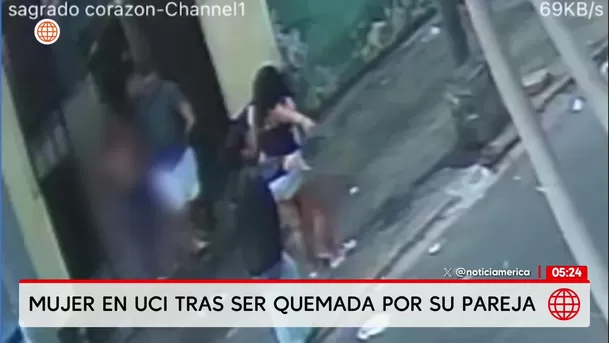 Mujer en UCI tras ser quemada por su pareja en Barrios Altos. Foto: América Noticias