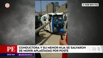 Mujer y su hija salvaron de morir aplastadas por poste en Ventanilla. Foto y video: América Noticias