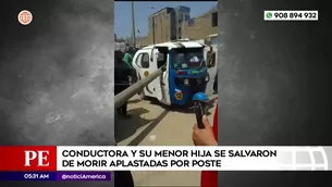 Mujer y su hija salvaron de morir aplastadas por poste en Ventanilla. Foto y video: América Noticias