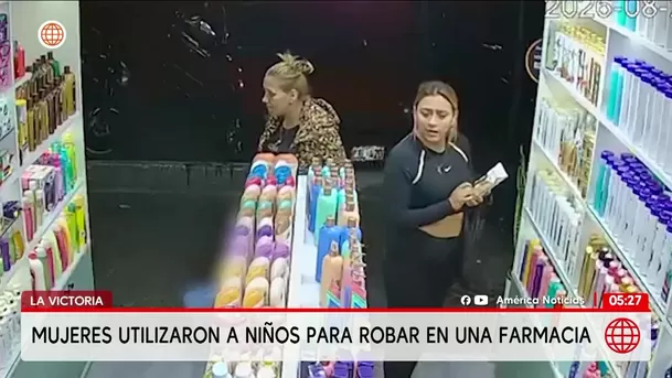 Mujeres usan a niños para robos en farmacia de La Victoria. Foto: América Noticias Mujeres usan a niños para robos en farmacia de La Victoria. Foto: América Noticias