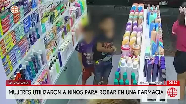 Mujeres usan a niños para robos en farmacia de La Victoria. Foto: América Noticias Mujeres usan a niños para robos en farmacia de La Victoria. Foto: América Noticias