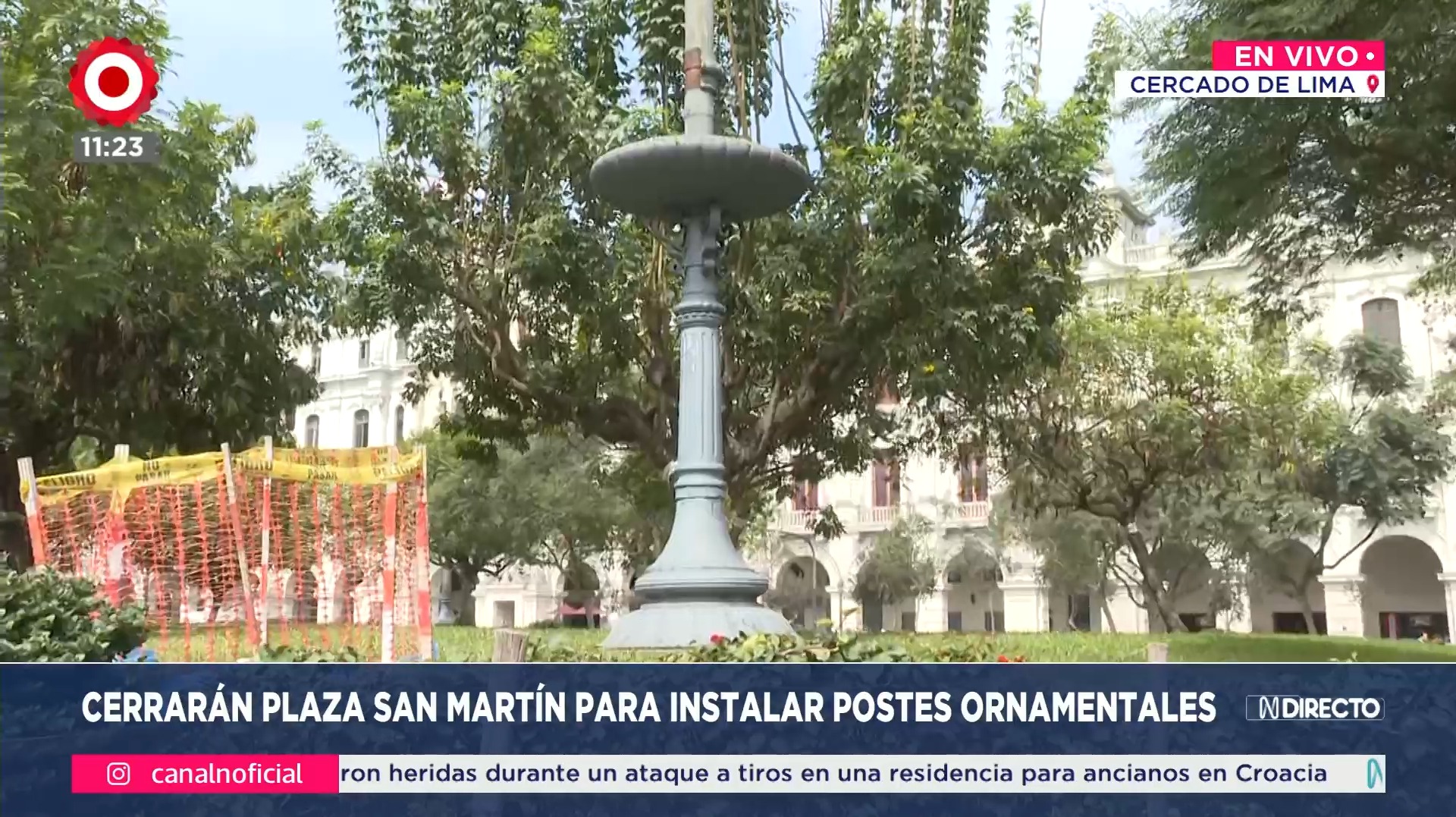 Municipalidad de Lima cierra Plaza San Martín para instalación de postes ornamentales