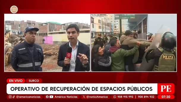 Operativo de recuperación de espacios públicos en Surco. Foto: América Noticias Operativo de recuperación de espacios públicos en Surco. Foto: América Noticias