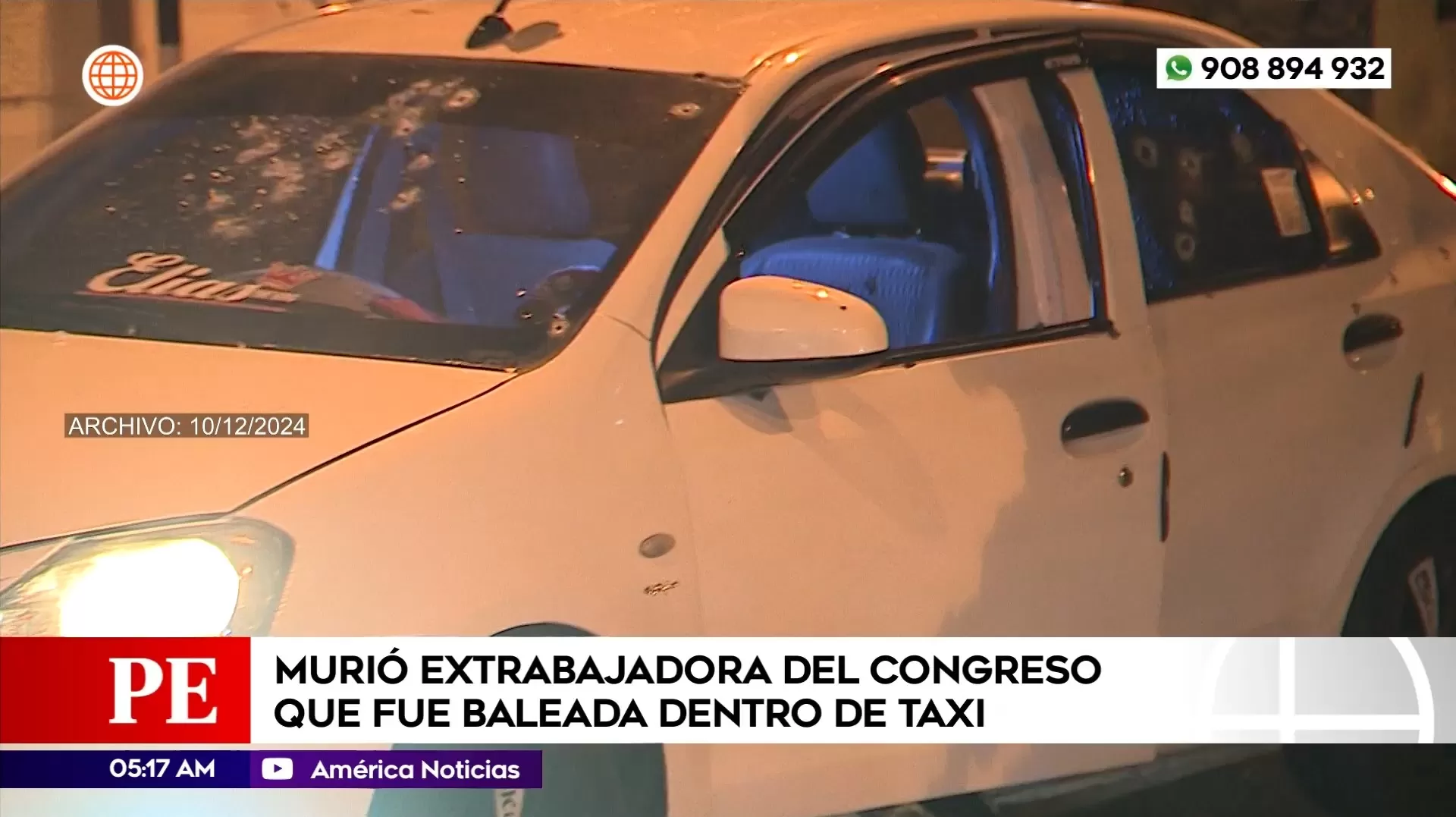 Murió extrabajadora del Congreso que fue baleada dentro de taxi. Foto: América Noticias