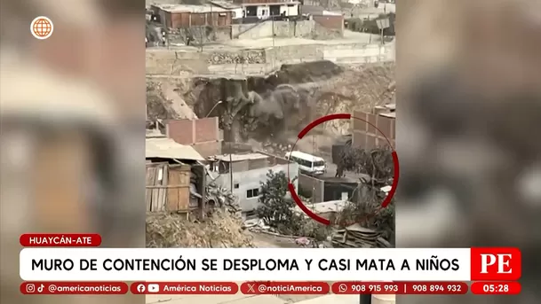 Muro colapsa en Ate y casi cae sobre niños que jugaban cerca. Foto: América Noticias