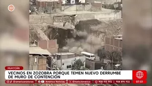 Muro de contención colapsó en la asociación Nínive, Huaycán. Foto y video: AN