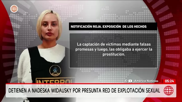 Detienen a Nadeska Widausky por presunta red de explotación sexual. Foto: Unidad de investigación Detienen a Nadeska Widausky por presunta red de explotación sexual. Foto: Unidad de investigación