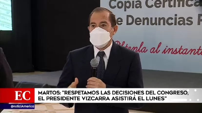 Martos: "Respetamos decisiones del Congreso, Vizcarra asistirá el 9 de noviembre"