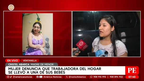 Niñera desaparece con niña de 2 años en Ventanilla: madre teme lo peor. Foto: América TV