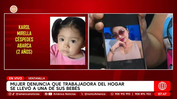 Niñera desaparece con niña de 2 años en Ventanilla: madre teme lo peor. Foto: América TV