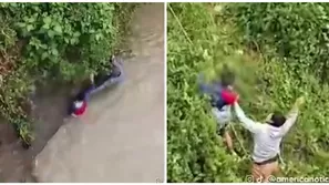 Niño cae a río en Bambamarca y es rescatado por un vecino/ América Noticias
