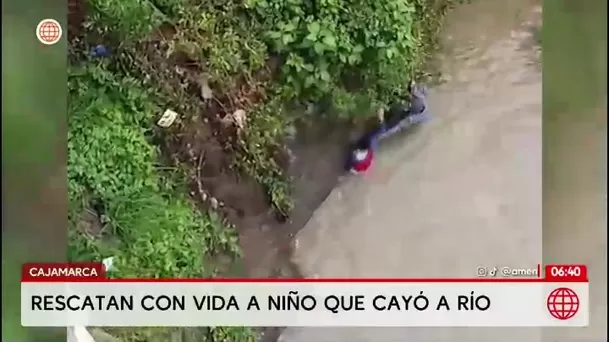 Niño de 12 años cae a río en Bambamarca y es rescatado por un vecino valiente/ América Noticias