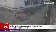 Niño que jugaba con su cometa cayó a buzón de desagüe