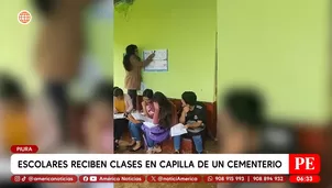 Niños estudian en un cementerio en Piura. Foto y video: América TV
