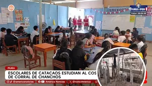Escolares de Catacaos llevan clases al lado de chanchos. Foto y video: Canal N