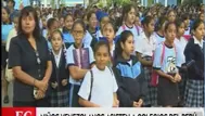 Niños venezolanos asisten a su primer día de clases en colegios de Perú