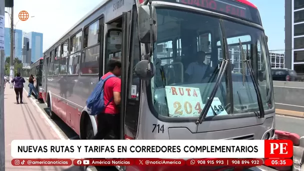 Nuevas rutas y tarifas en corredores complementarios desde septiembre. Foto: América Noticias