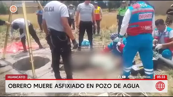 Obrero muere asfixiado dentro de un pozo de 12 metros en Huancayo. Foto: América Noticias Obrero muere asfixiado dentro de un pozo de 12 metros en Huancayo. Foto: América Noticias