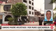 Obrero muere tras caída de muro en construcción de Chorrillos