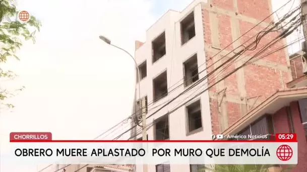 Obrero de 64 años fallece tras caída de muro en construcción de Chorrillos. Foto: América Noticias