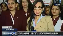 Obstetras en huelga. (Vía: Canal N)