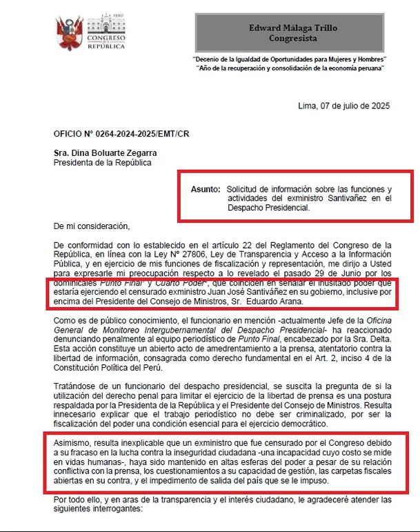 Fuente: Edward Málaga - Congresista