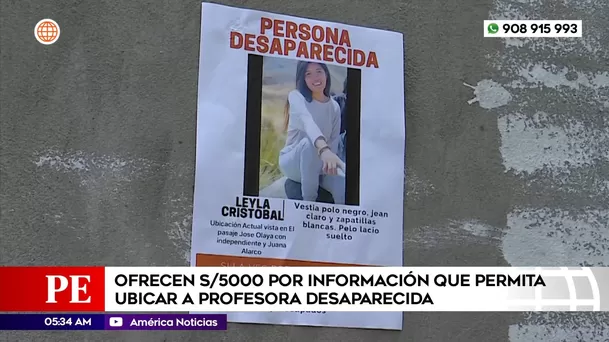 Ofrecen 5 mil soles por información que permita ubicar a profesora desaparecida en El Agustino. Foto: América Noticias